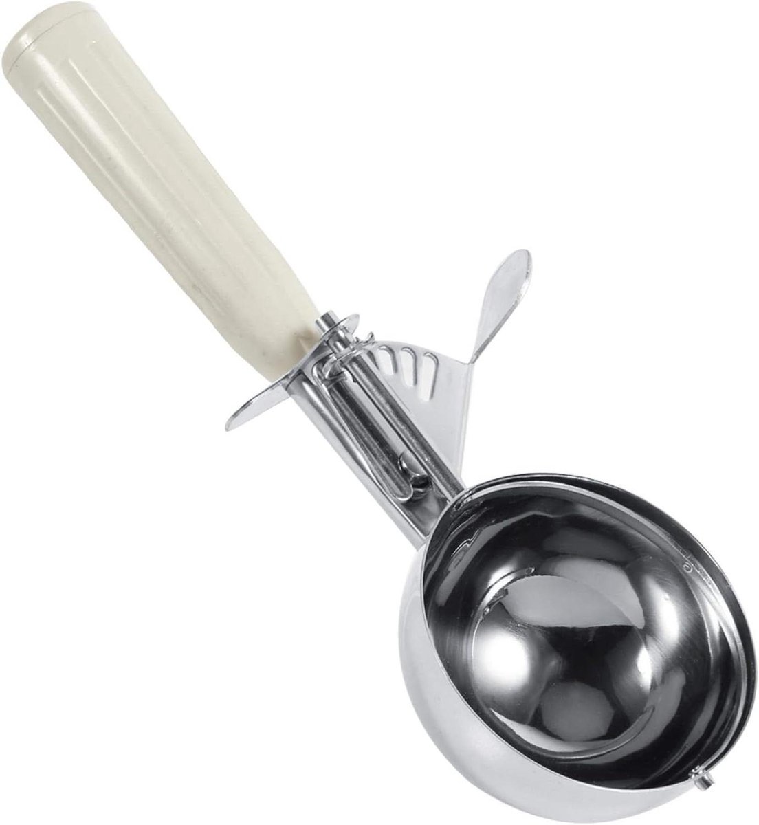 Ijsschep - Lepel Beslag - Keuken Tool - Met Ontgrendelingshendel - 6.8 CM - Grijs Wit