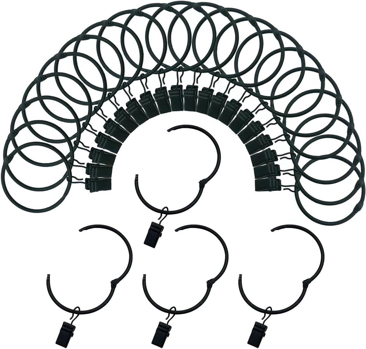Gordijnringen met clips 6 cm binnendiameter te openen 24 stuks roestvrije metalen hangers 