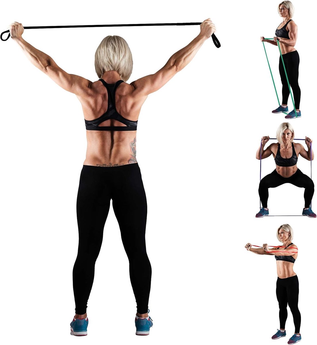 Weerstandsbanden Set van 4 - Resistance Band - Fitness Elastiek - Sport Elastiek Banden - Fitness Band - Pull Up band - Booty Band - Mini Bands - Inclusief Draagzakje - Krachttraining - Multi Color — cadeau in Sport & Outdoor - foto 7