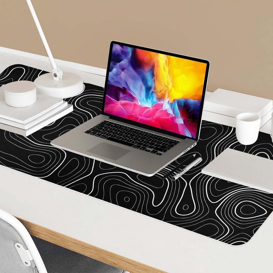 Muismat 800 x 300 mm, Speed Gaming muismat, onderlegger voor grote tafels, computergames, muismat voor games, kantoor, laptop (witte lijn) — afbeelding 2