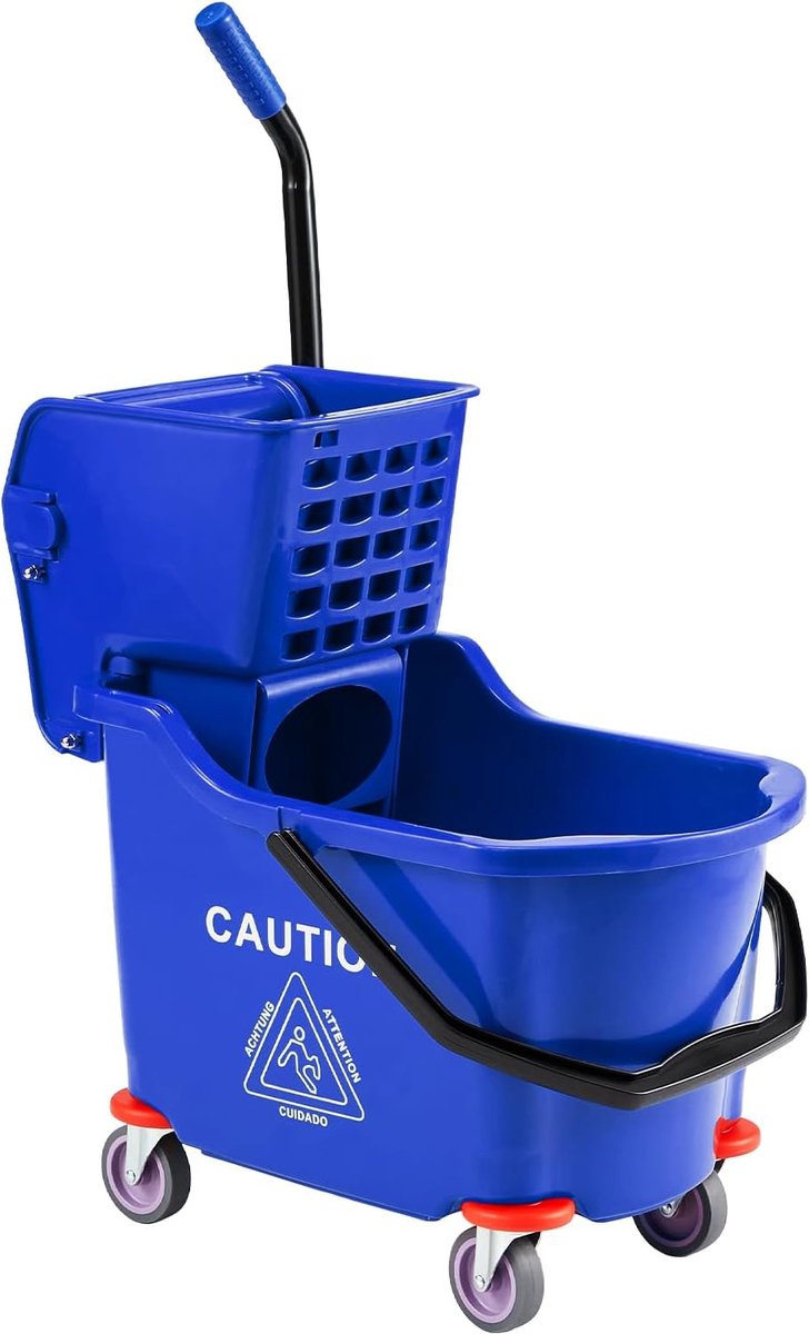 Professionele Mopemmer met Zijpers en Wielen - 30 Liter - Heavy Duty Schoonmaakwagen - Voor Zakelijk en Industrieel Gebruik