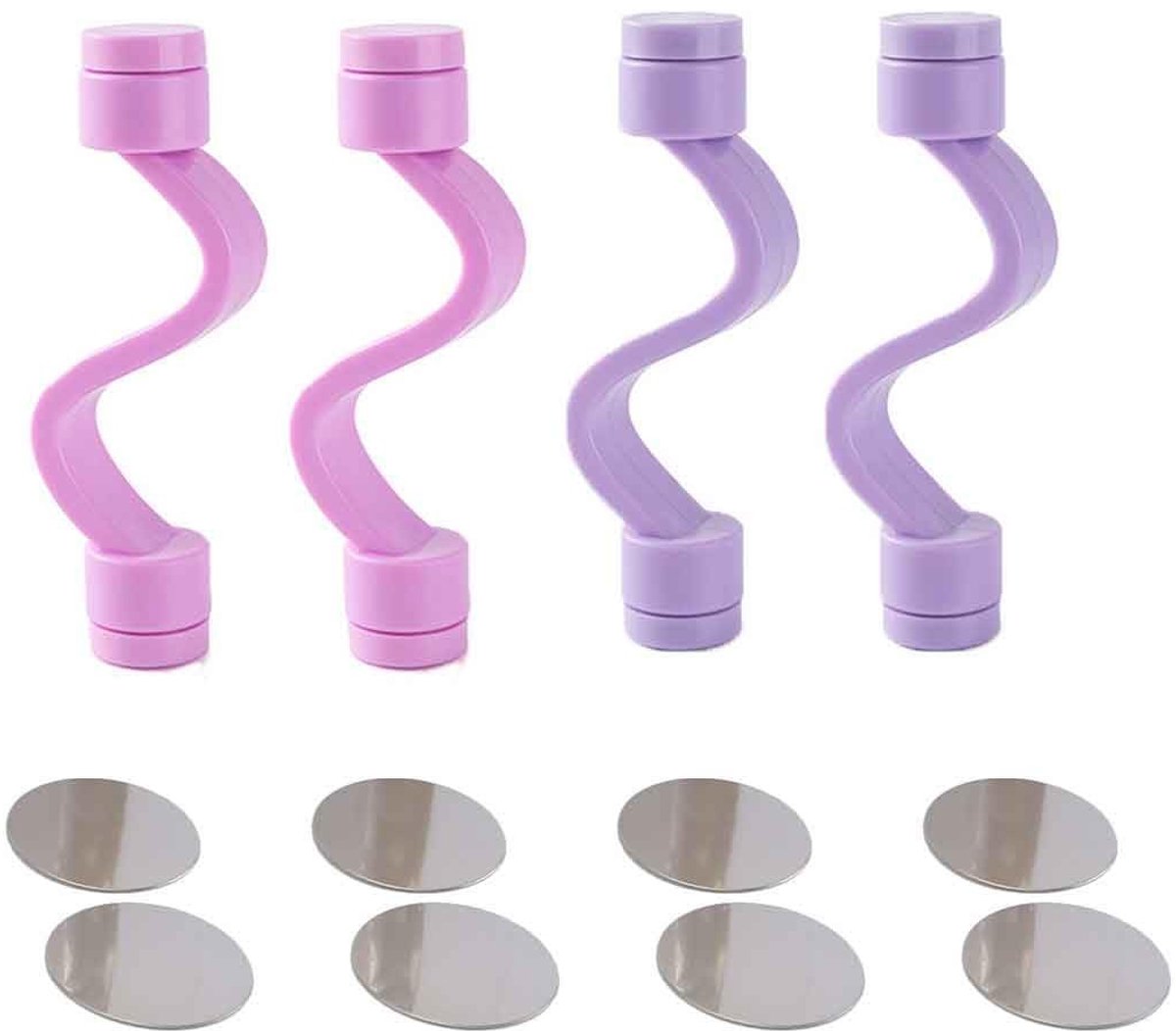 Namvo Set van 4 Magnetische Deuropeners voor Wasmachines - Roze en Paars