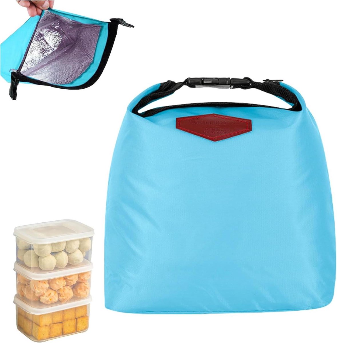 Koeltas - Lunchtas geïsoleerd - Maaltijden meenemen - Waterdicht nylon materiaal - 20 x 8 x 25 cm - Blauw