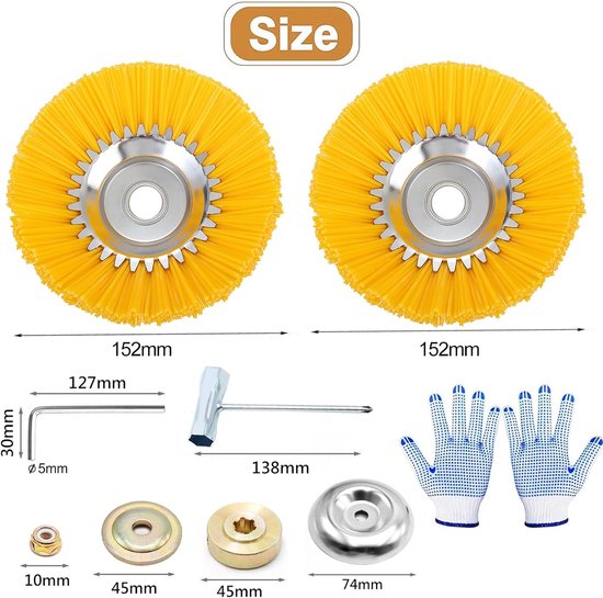 Onkruidborstel Set - Onkruidverwijderaar Bosmaaier - Stoepranden Reinigen - Duurzame Nylon Borstels - 15 cm Opening 25.4 mm - Geel — afbeelding 5