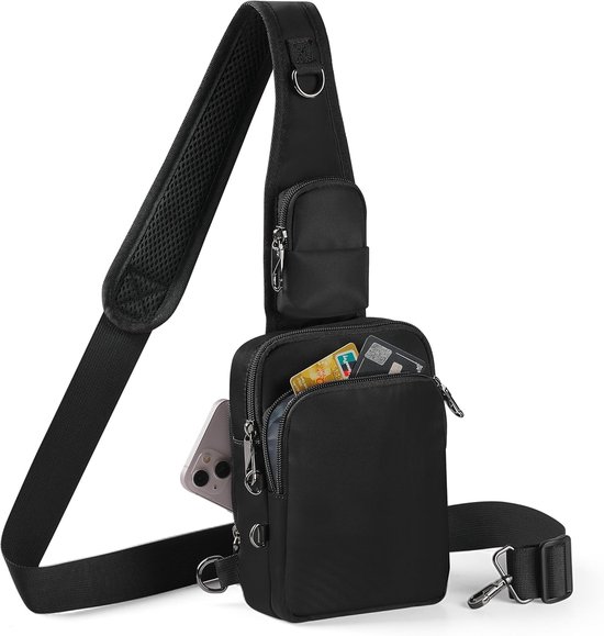 Sac à Bandoulière Antivol Pour Femme Et Homme - Sac De Voyage Flexible Multifonction Noir - Sac Poitrine Et Travail