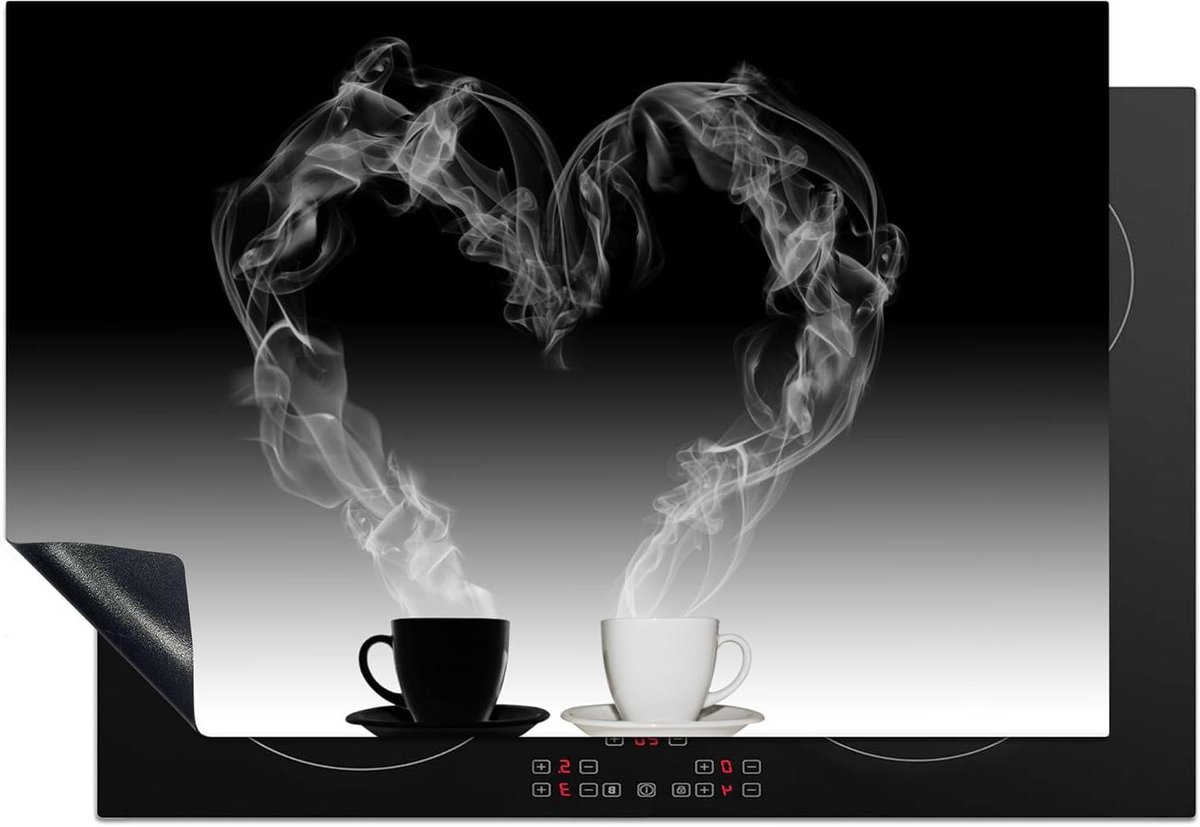 Inductie Beschermer - Kookplaat Afdekplaat - Keuken Werkruimte - Unieke Foto Print - 76x51 cm - Koffie Zwart wit