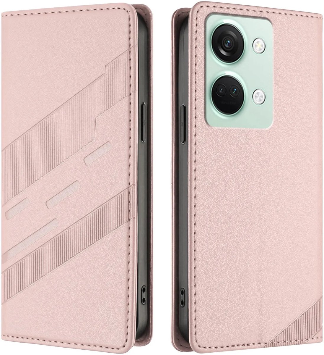 Hoesje geschikt voor OnePlus Nord 3 - Phonesta Embossed Lines Book Wallet Case - Roze