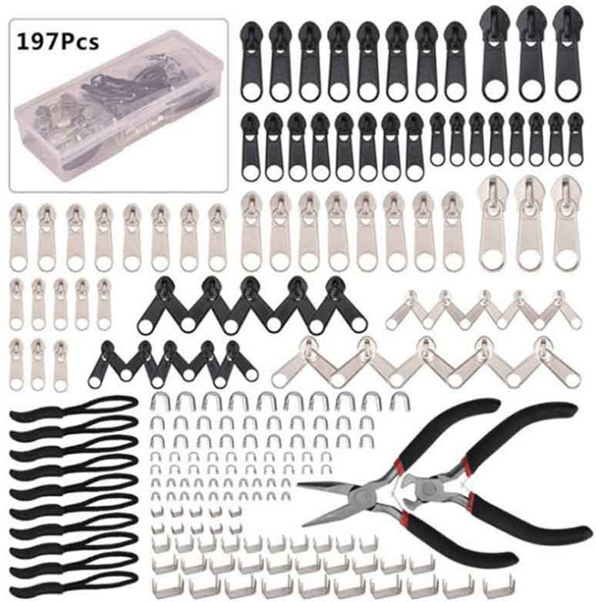 197-delige ritsreparatieset - Repareer tassen, kleding & bagage