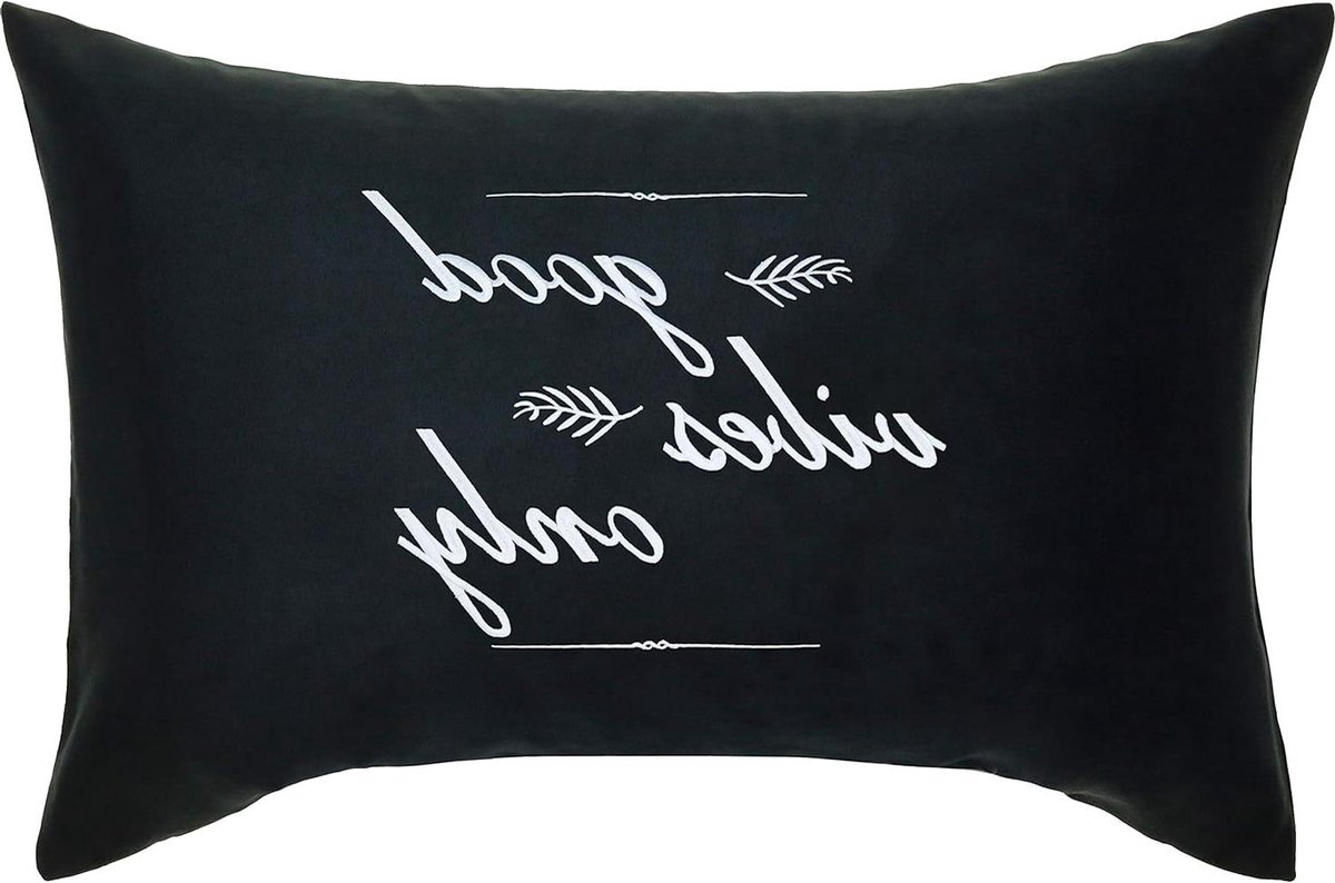Decoratief Sierkussen - Kussen met Tekst - Woonkamer Decoratie - Waterafstotend Vuilafstotend - 40x60cm - Zwart
