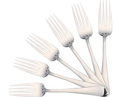 Visvorken 6 Stuks - Visbestek Dessertvork - Vis Eten - Hooggepolijst 18/0 - 19 cm Lengte - Zilverkleurig