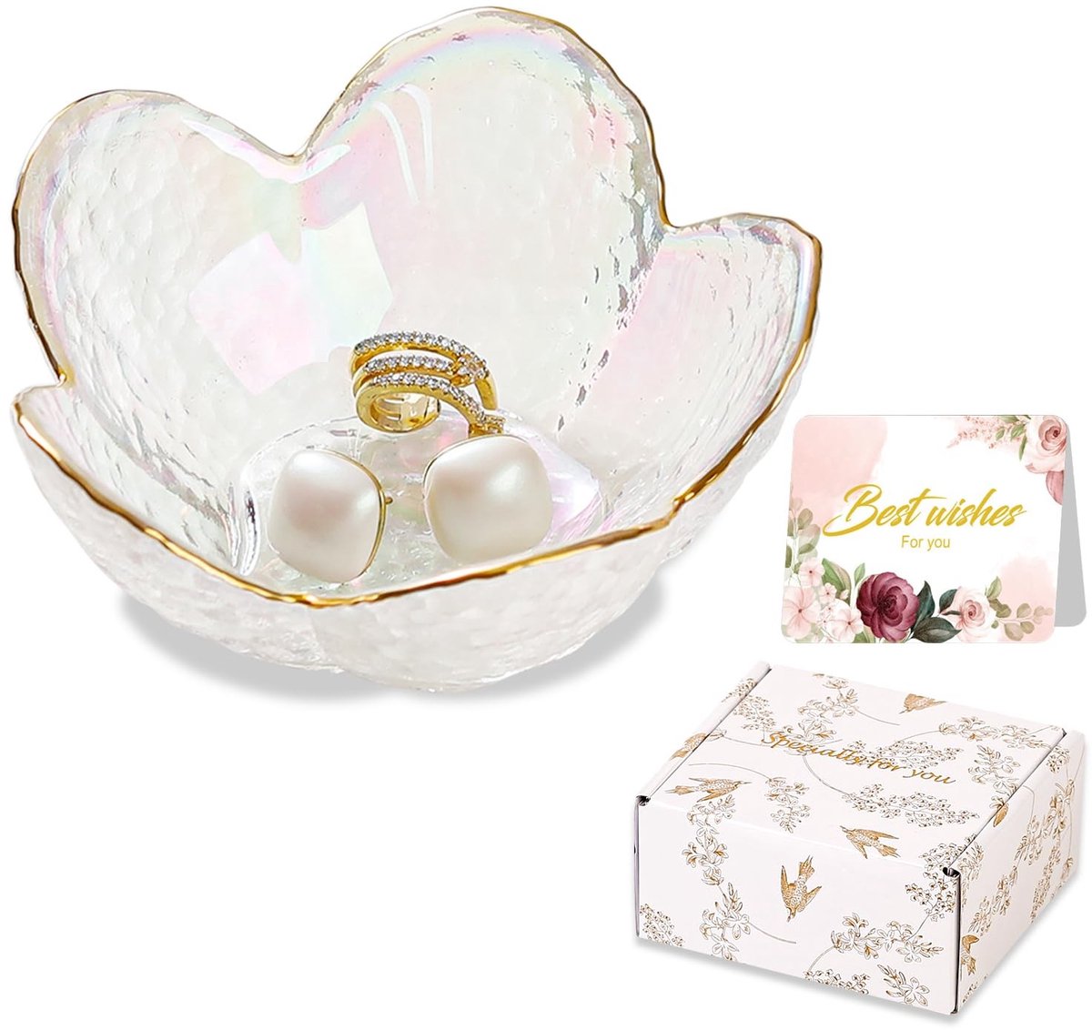 Seb3 - Sieraden Dish - Ring Houder - Schattige Organiser - Wit - Aesthetic Decor - Perfect voor Sieraden - 9 x 9 cm