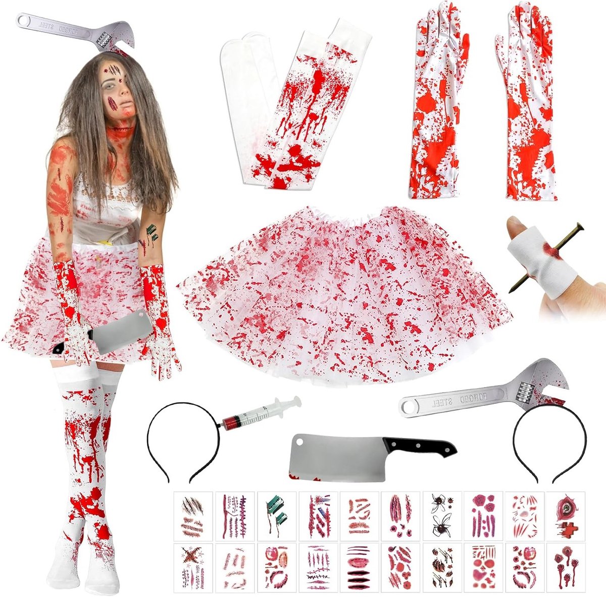 Zombie Verpleegster Kostuum voor Halloween - Horror Outfit voor Vrouwen, Cosplay en Feestjes