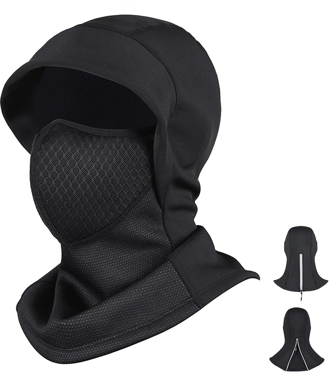Allecto - Bivakmuts - Bivakmuts herfst winter - Waterdicht en winddicht - Zwart - Fleece gezichtskap - Perfect voor buitensporten en motorfietsgebruik