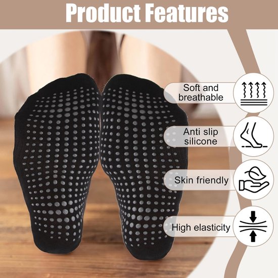 Allecto - Yoga Sokken - Antislip - Perfect voor Fitness - Zwart - Ademend - Geschikt voor Pilates en Dans - Maat EU 37-42 van allecto — afbeelding 3