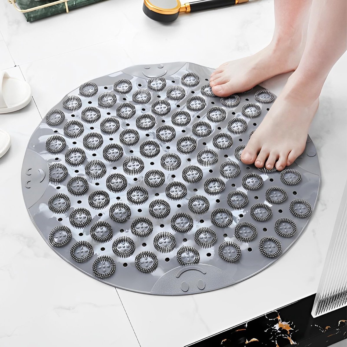 Allecto - Badmat - Antislip Mat - Veilig en comfortabel - Grijs - Badmat voor Badkuip - Duurzaam en onderhoudsvriendelijk