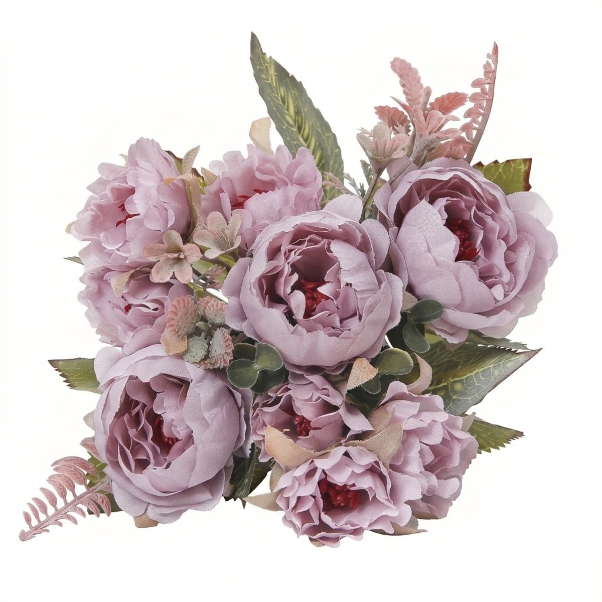 NUVEX Paars kunstbloemen boeket pioenrozen decoratie 1 stuk realistische bloemen bos voor interieur bruiloft en DIY styling Paars, Groen, Roze