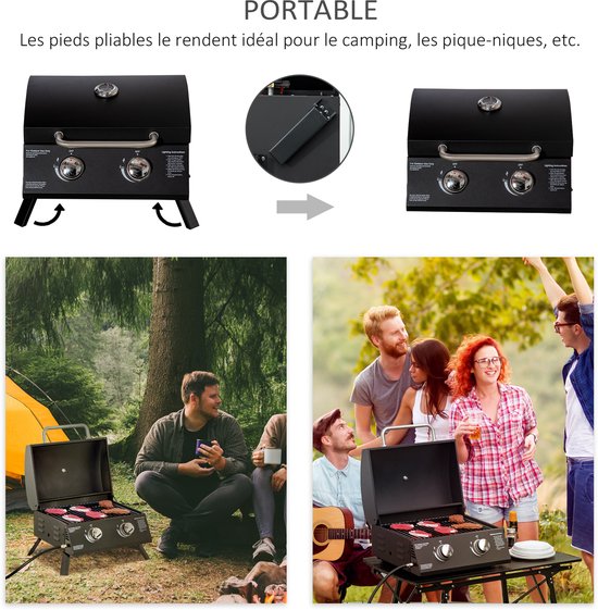 Outsunny Gasgrill - Staal - 55x46,5x41cm - Zwart van Outsunny — afbeelding 5