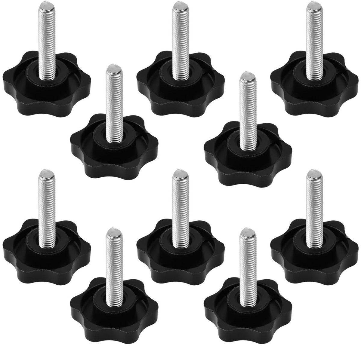 Set van 10 Star Handle Knoppen M6/M8 voor Bevestiging en Verstelling van Machines - Duurzame Grip en Eenvoudige Montage