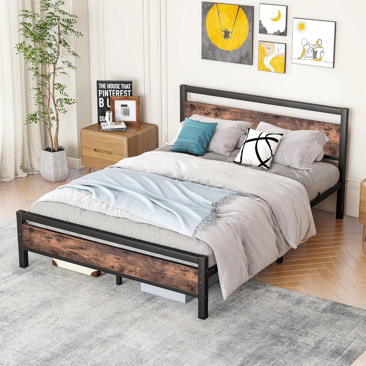 LunaRustica Industrieel Bedframe 160x200 cm - Zwart - 160x200 cm - Arqam