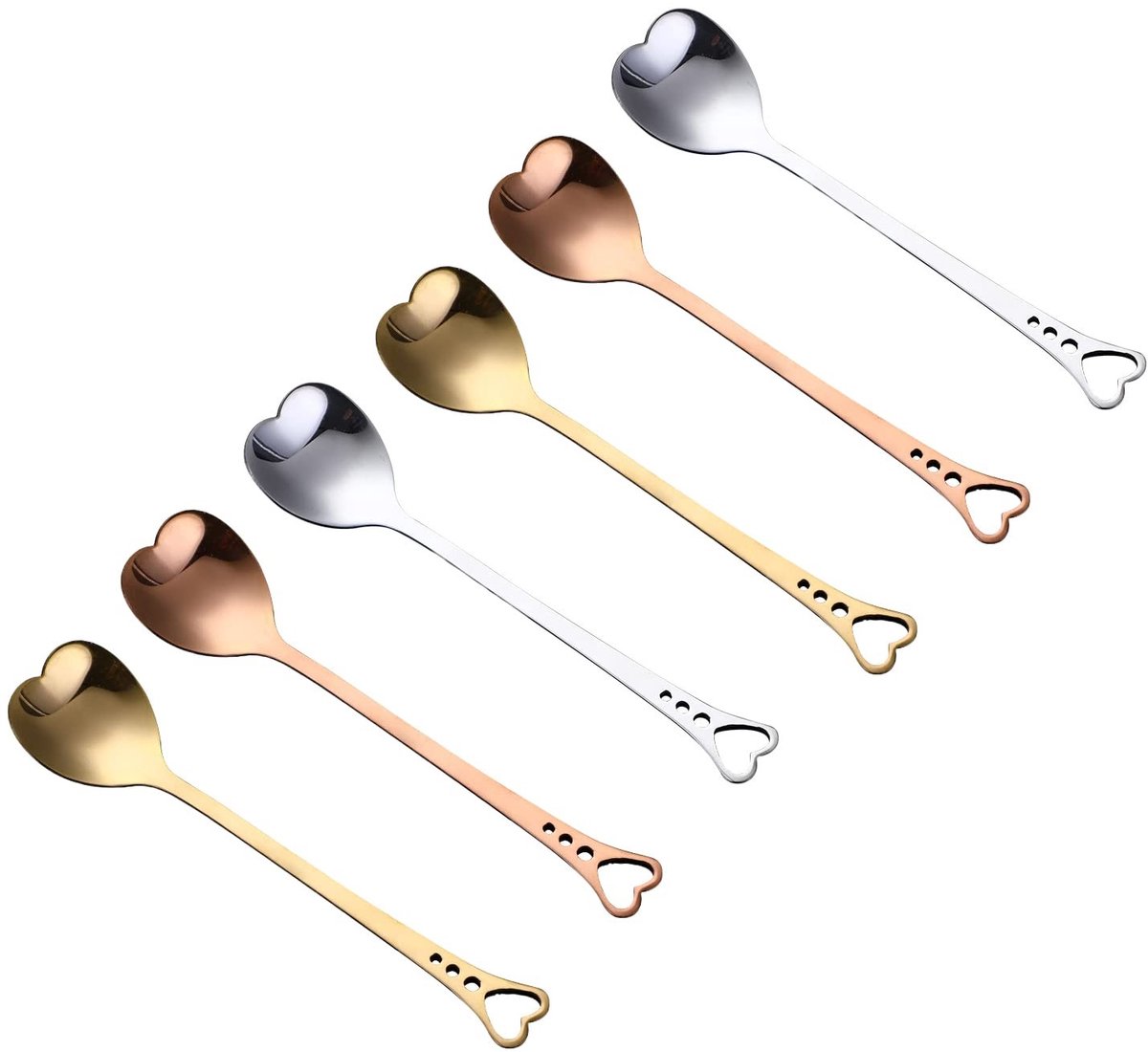 Allecto - Roestvrijstalen Minilepels - Hartvormige Theelepels - Duurzaam en Comfortabel - Rose Gouden Kleur - Ideaal voor Koffie en IJs - Perfect v...