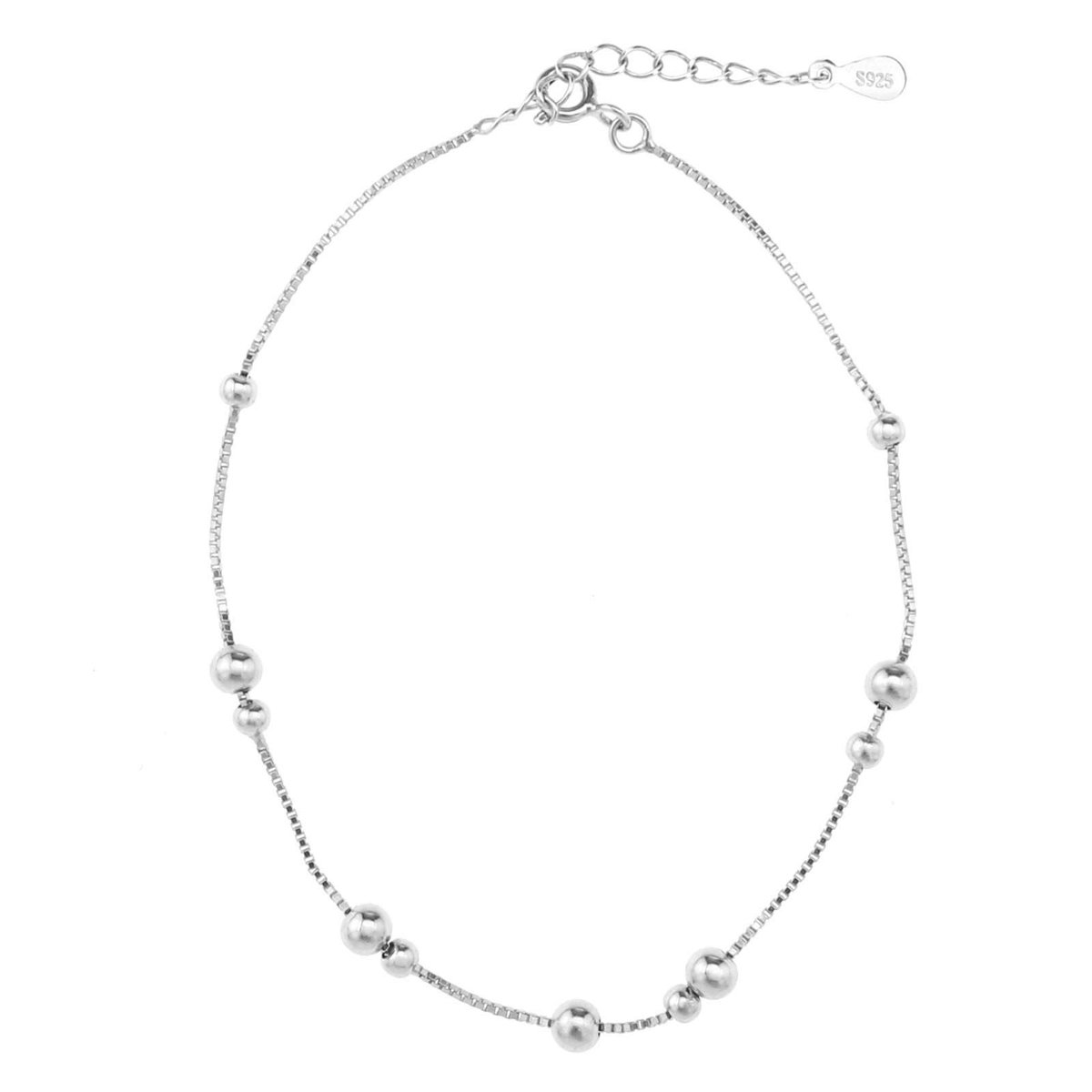 Shopcentral - Sterling Silver Anklet - 925 Ketting - Tijdloze Elegantie - 9 Inch - Verstelbare Enkelband - Perfect voor Vrouwen - Zilver