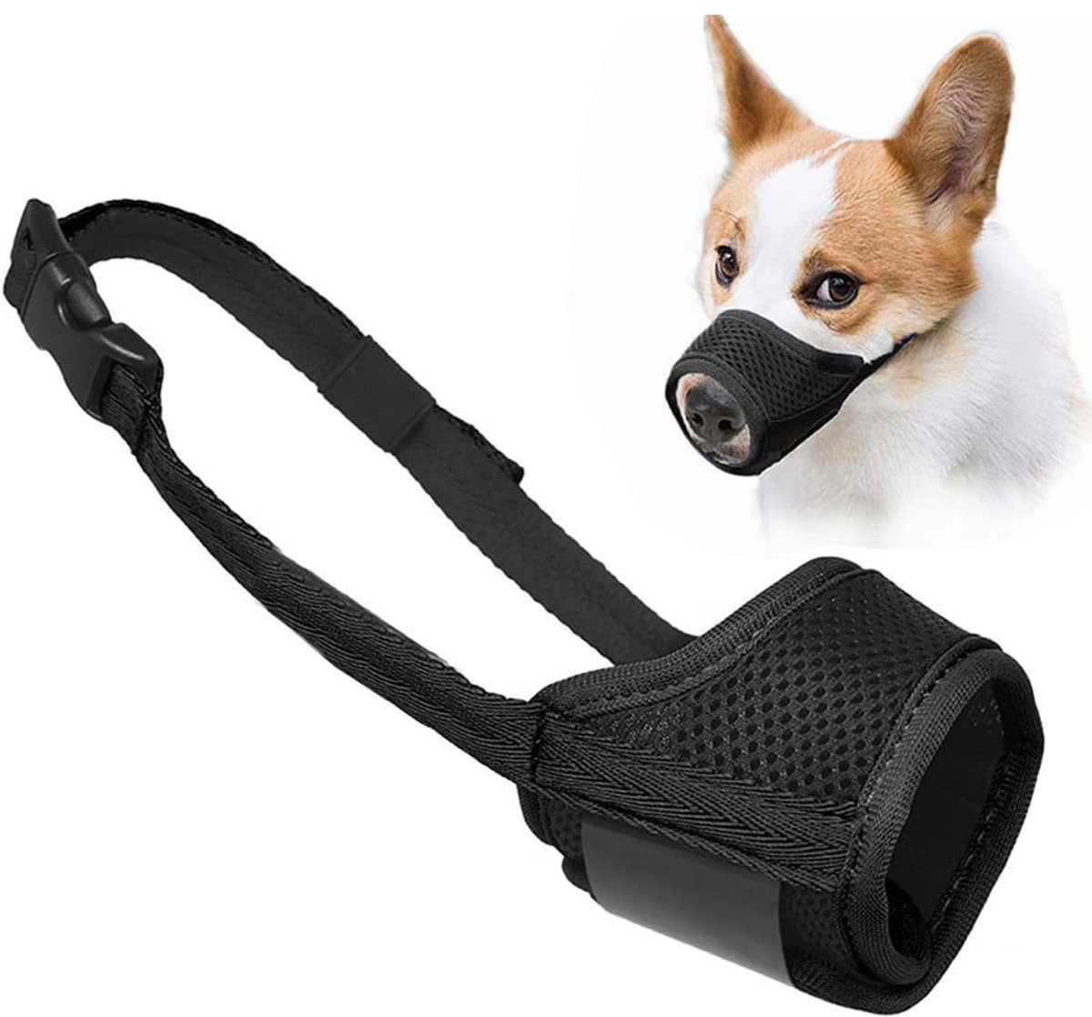 NTHProducts - Hondentuigje - Zachte Muilkorf - Klein - Veiligheid - Anti-Bijten - Geschikt voor kleine honden - Zwart
