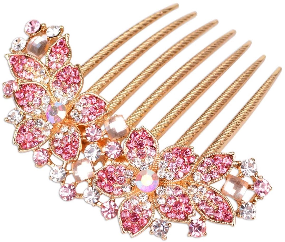 Elegante Haarspeld met Strass Bloemen - Bruidshaaraccessoire en Damessieraden