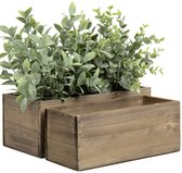 Plantenbak - Bak voor planten Set van 2 bloempotten van echt hout - natuurlijke kisten - shabby vintage antieke look - decoratieve plantenbak - planten decoreren