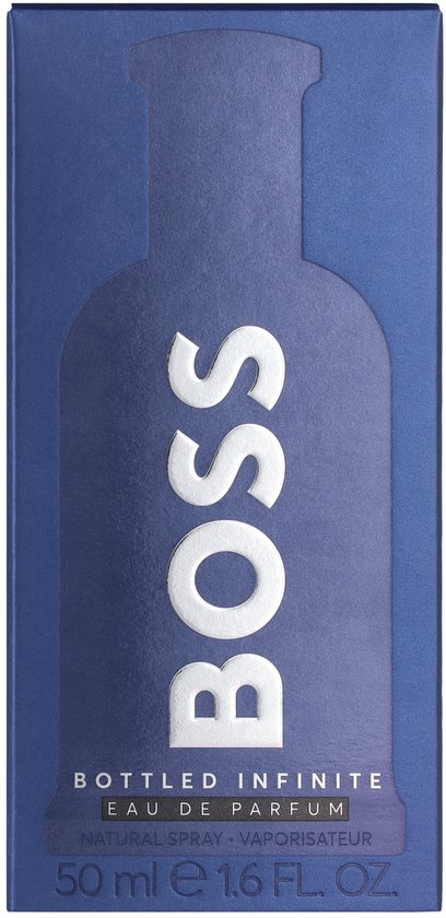Doos voor Hugo Boss Bottled Infinite Eau de Parfum, 50 ml, met flesafbeelding.