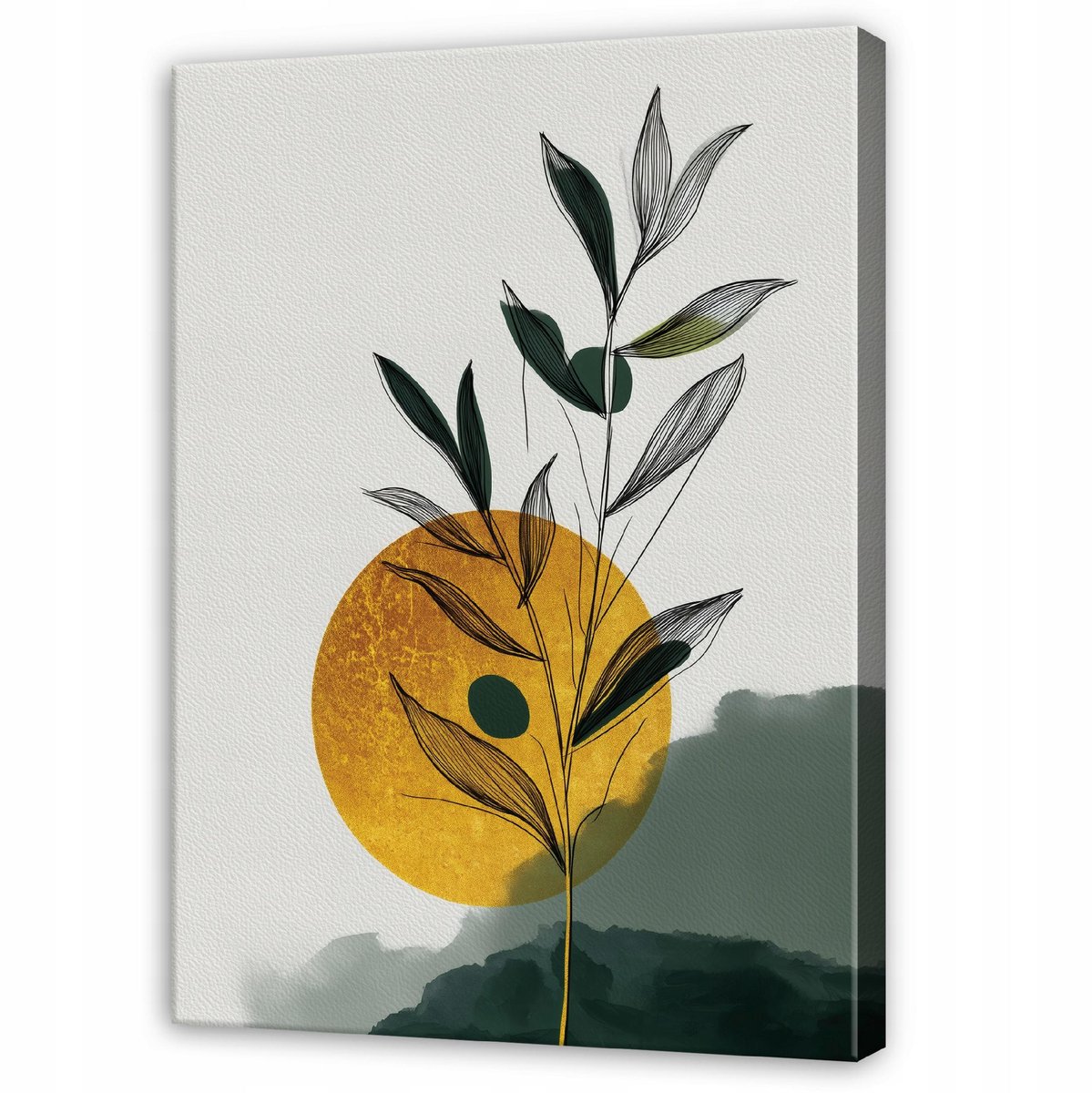 WALLARENA Schilderij op Canvas 30x40 cm - Schilderijen - Canvas schilderij - Bladeren motif - Voor de slaapkamer van de salon - Op het doek Groen