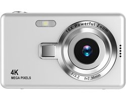 Digitale Camera, 50 MP 1080P 16X Digitale Zoom Autofocus Vedio-camera met 2,4 Inch Scherm, Compacte Anti-shake Vlogcamera voor Studenten en Kinderen (SILVER)