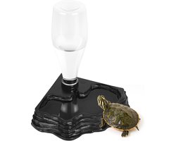 JeiibrZui Reptielen Waterbak Automatisch - 17,5x17,5x17,5 Cm - 400 Ml Capaciteit - Zwart Met Transparante Fles - Voor Schildpadden Hagedissen Geckos