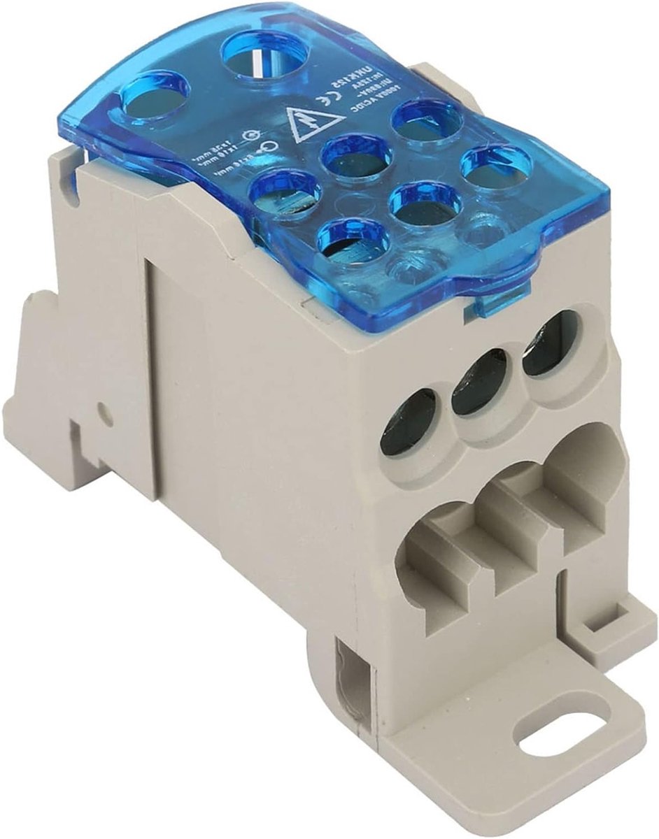 Elektrische Aansluitdoos voor DIN Rail, 125A Terminal Blok, Hoogspanningsverdeler, Neutrale Aansluiting, 16 mm² Verbinding