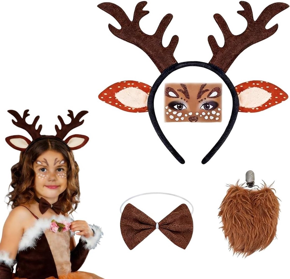 Reindeer Kostuum voor Meisjes - 4-delige Dieren Set voor Carnaval, Cosplay en Feestdagen