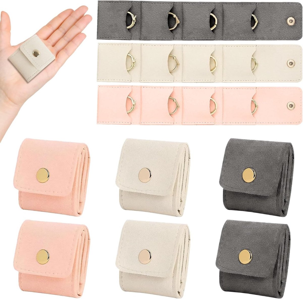 Mini Reisjuwelen Organizer - Vouwbare Juwelen Tas met Sluiting voor Oorbellen, Ringen en Kettingen - Ideaal voor Reizen en Accessoires