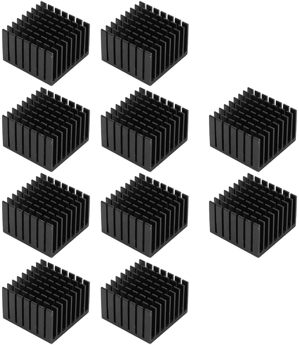 10-delige set warmteafvoeren, TP37 x 24 x 24 mm, dik materiaal met zelfklevende aluminium koeling voor optimale thermische prestaties