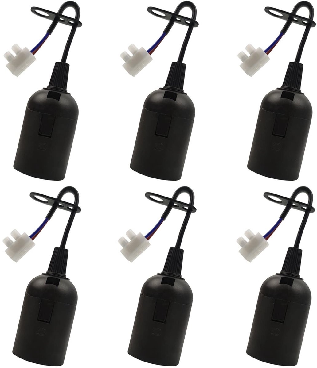 6 Stuks E27 Vervangende Fittingen voor Lampen - Renovatie Sockets met Kabel, 4A 250V, Max 60W, Ideaal voor Bouwprojecten en Thuisgebruik