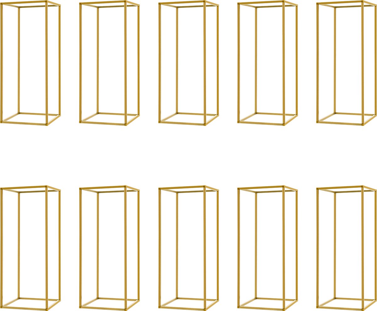 JAQZY Bloemenstandaard - Plantenstandaard - 10 Stuks - 27 × 27 × 80 cm - Draagvermogen 5–10 kg Per Stuk - Voor Decoratie - Goud