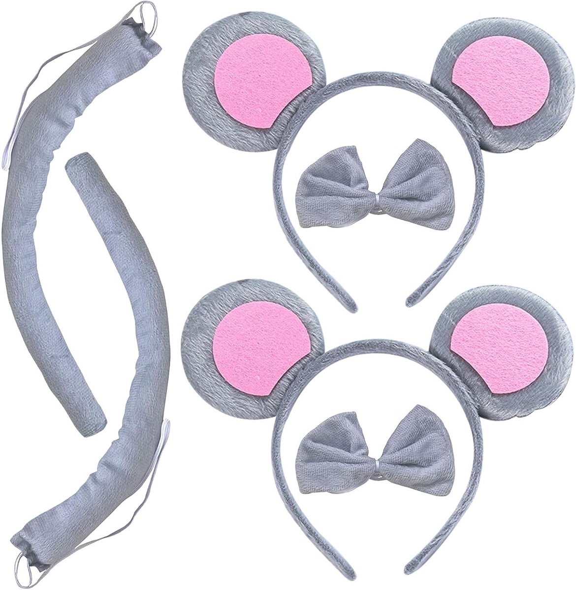 2 sets muizenoren haarbanden, dieren kostuum set voor kinderen, cosplay accessoires voor feestjes, verjaardagen en carnaval
