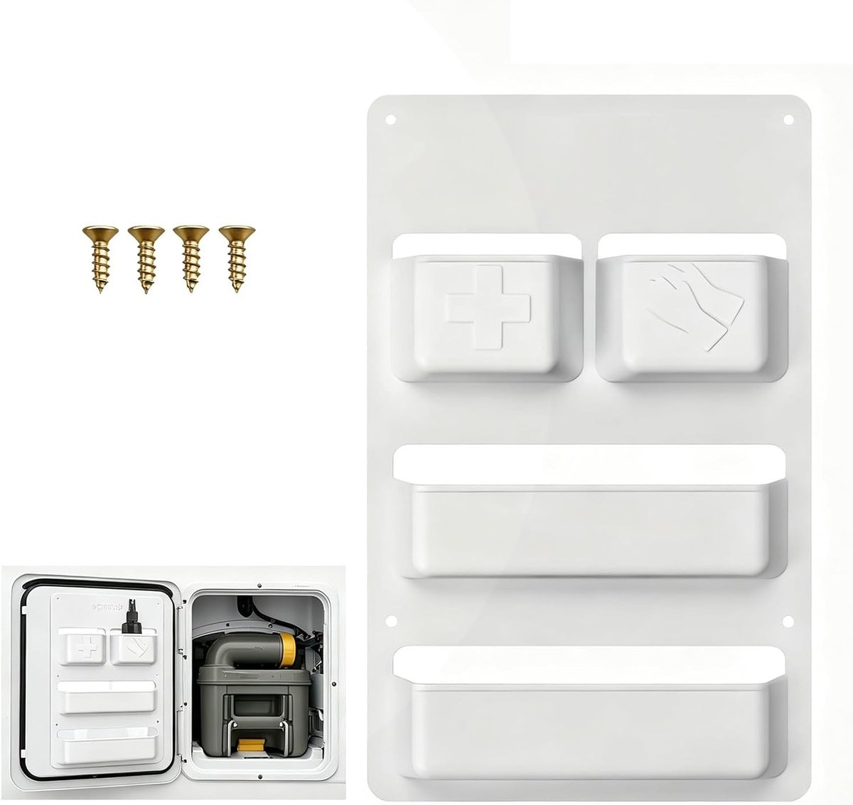 Organizer voor camper serviceklep, deur, opbergdoos, toiletcabine, multifunctioneel, ruimtebesparend, 28 x 18 x 4 cm