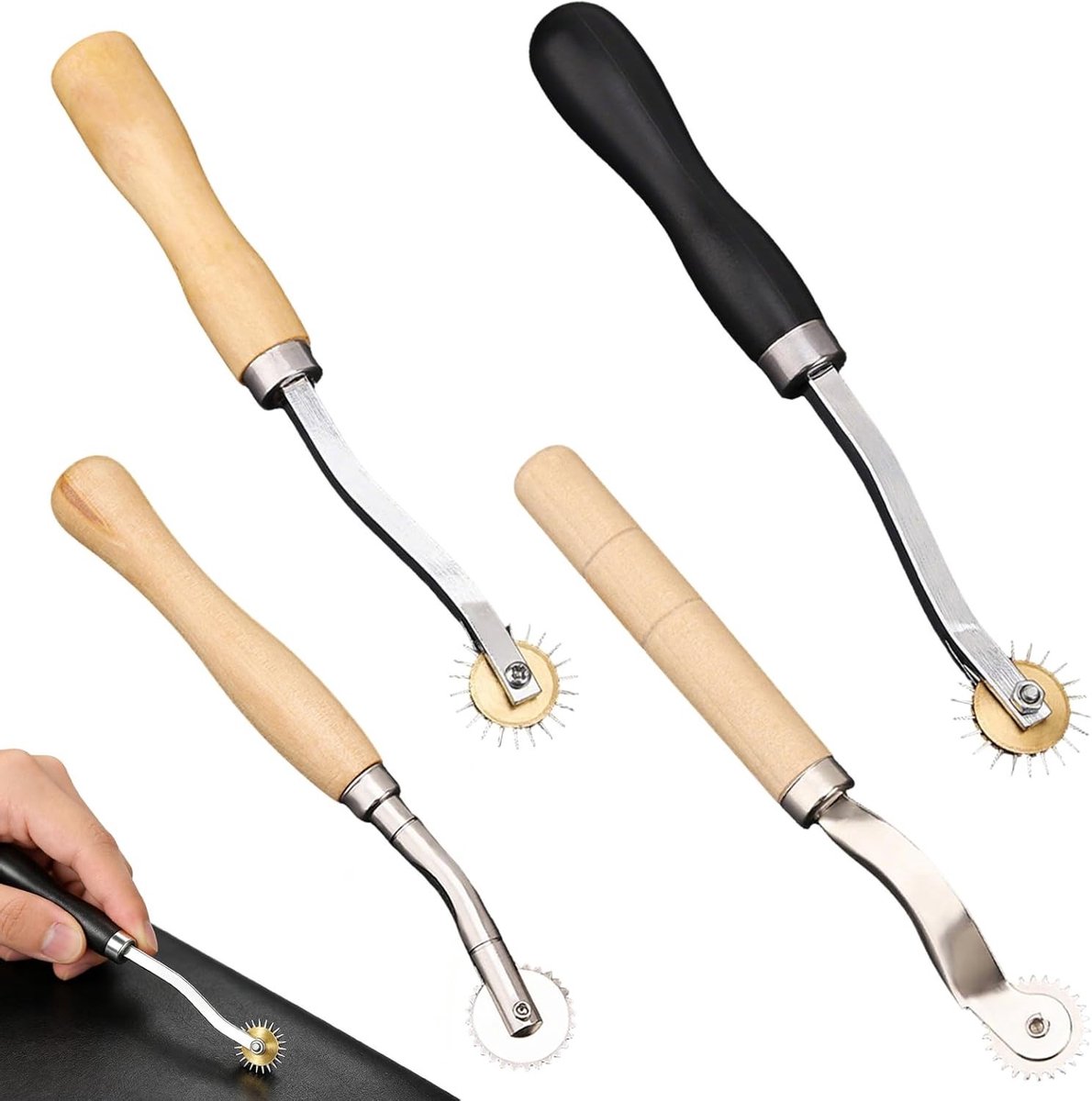 Set van 4 kopiewielen voor nauwkeurige markering, ideaal voor papier en leer, robuust en duurzaam