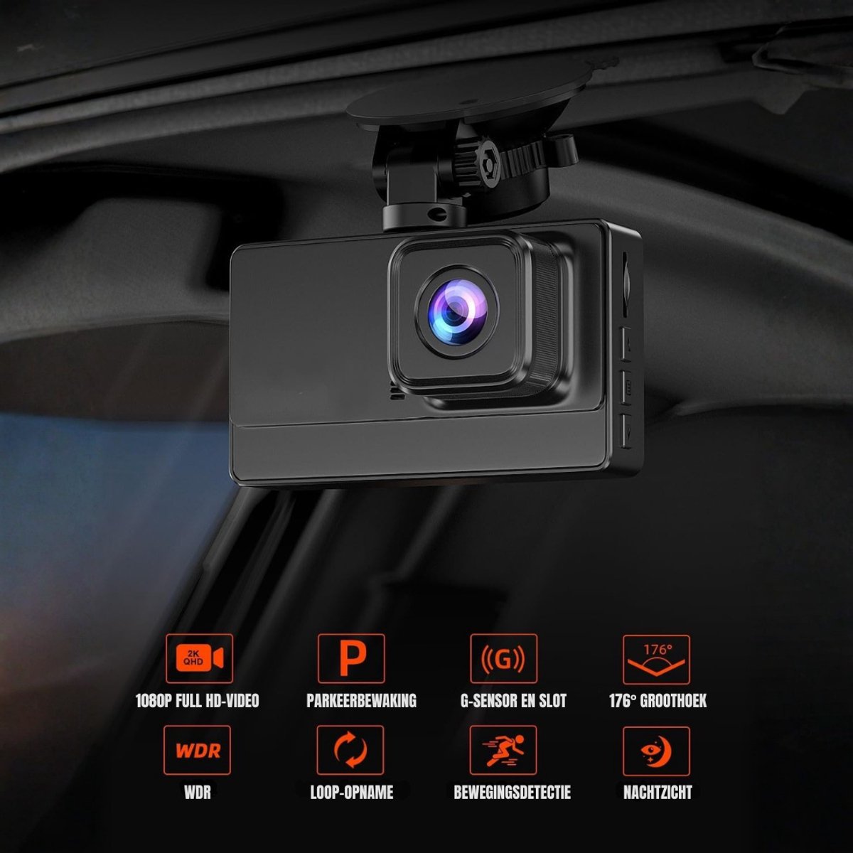 RUX® Dashcam voor Auto Voor en Achter - Dashcam - Zwart - 15cm x 12cm x 9cm ; 290g – foto 7