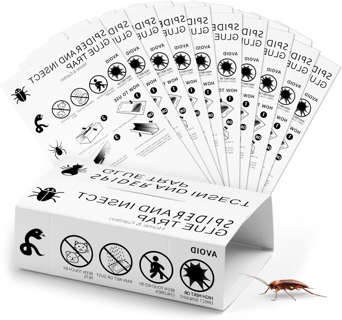 Effectieve Insectenval voor Kakerlakken en Spinnen, Sterke Lijmval voor Binnengebruik, Set van 10 Stuks