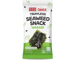 DAECHUN (Choi's1) Shellless Roasted Seaweed Snacks - Wasabi Flavour 20 Pack (4g Each) | Shellless, Eco-Friendly Nori Leaves - Spicy Japanese Inspired Snack, Gluten Free, Vegan