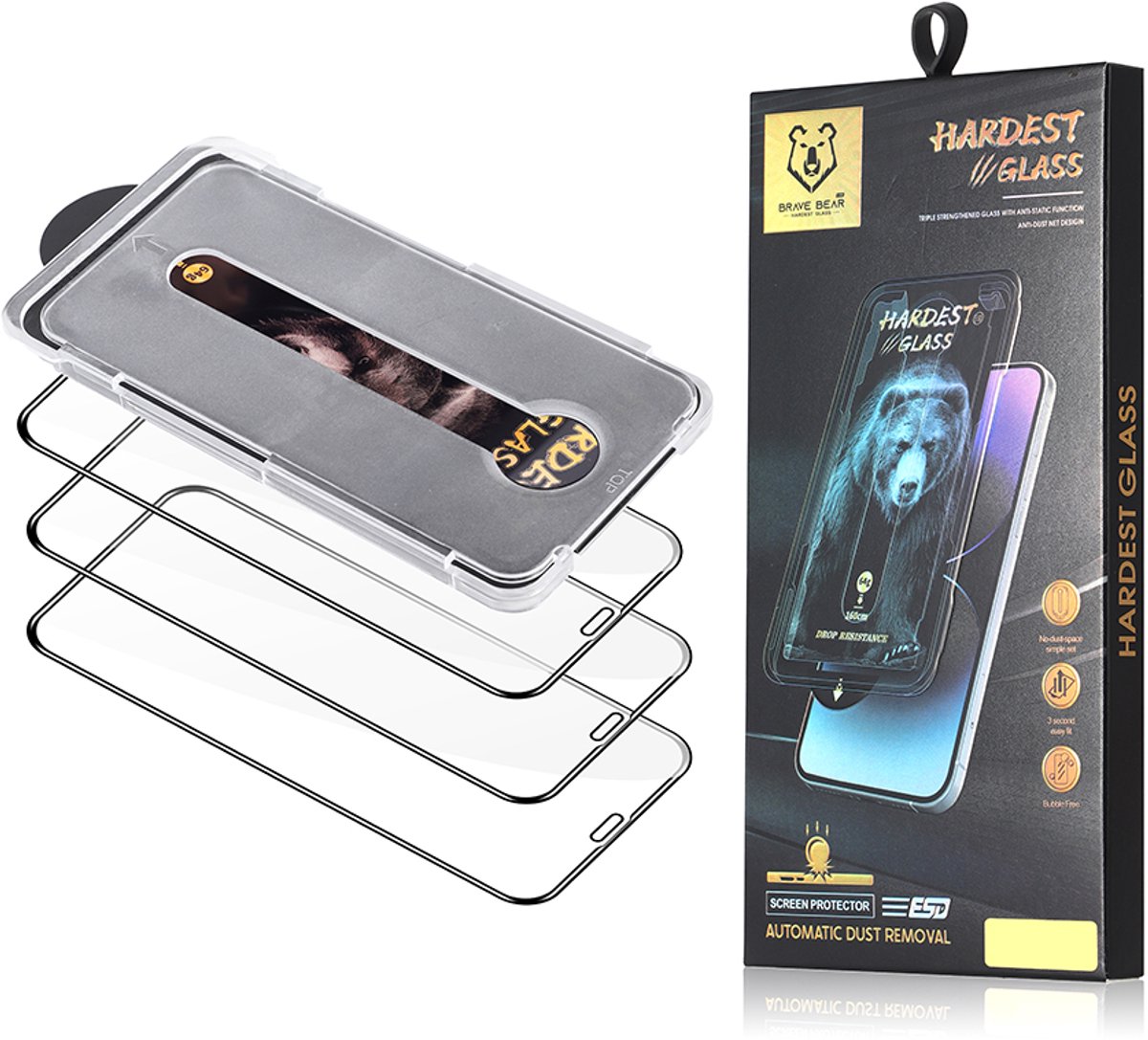 BRAVE BEAR Second Paste Box Clear Tempered Glass for iPhone 16e Dust Removal Chamber Anti-spy Anti-scratch Screen Protector