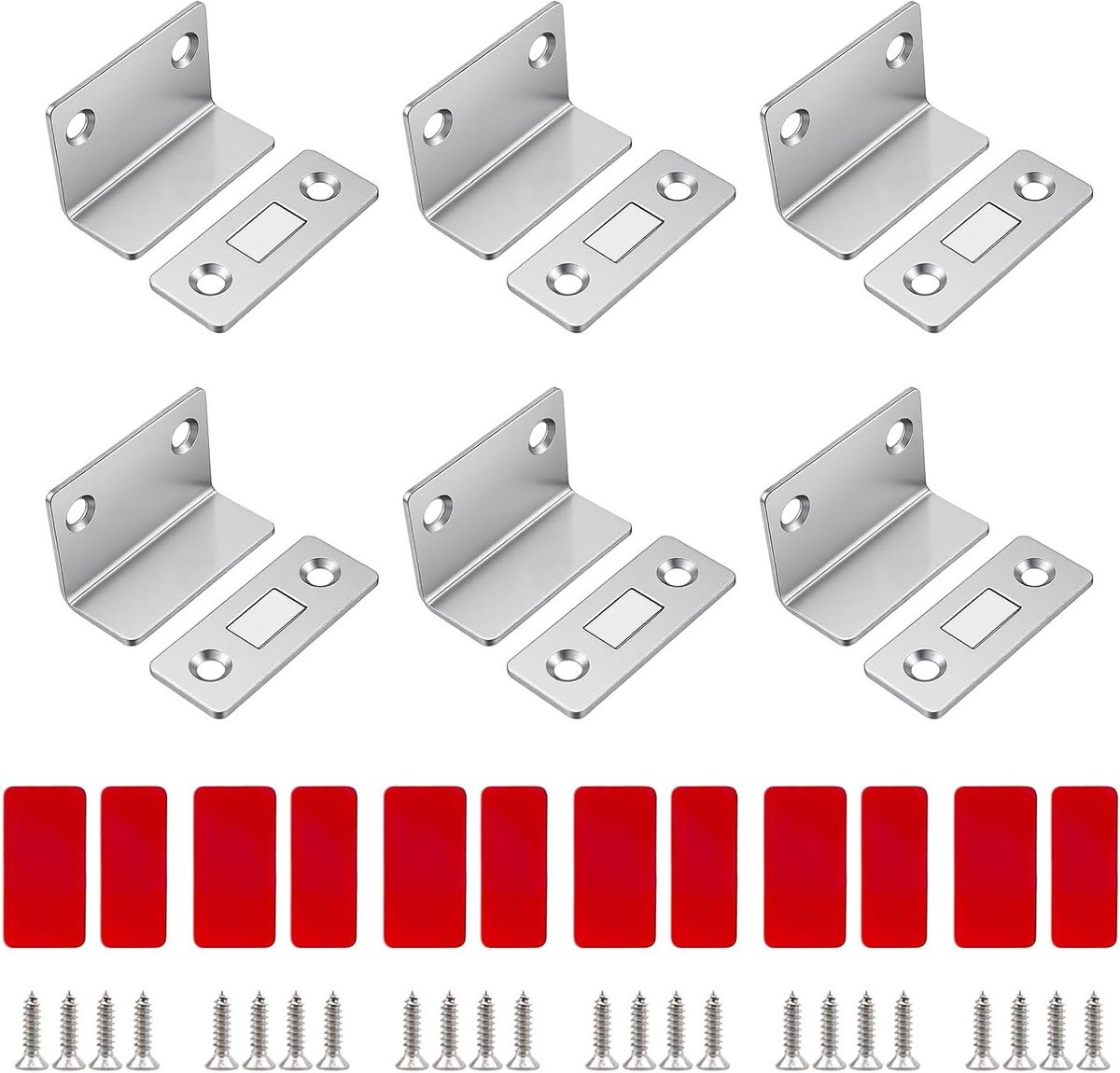 Set van 6 Deurmagnets, Ultra-Dunne Magnetische Sluitingen voor Kastdeuren, Ideaal voor Sluiten en Bevestigen van Deuren