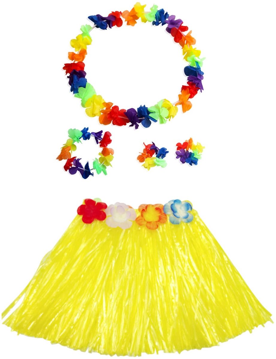 Seb3 - Hula Skirt - Hawaii Party Kostuum - Geel - Grass Skirts - Perfect voor Feesten - Geschikt voor Themafeesten