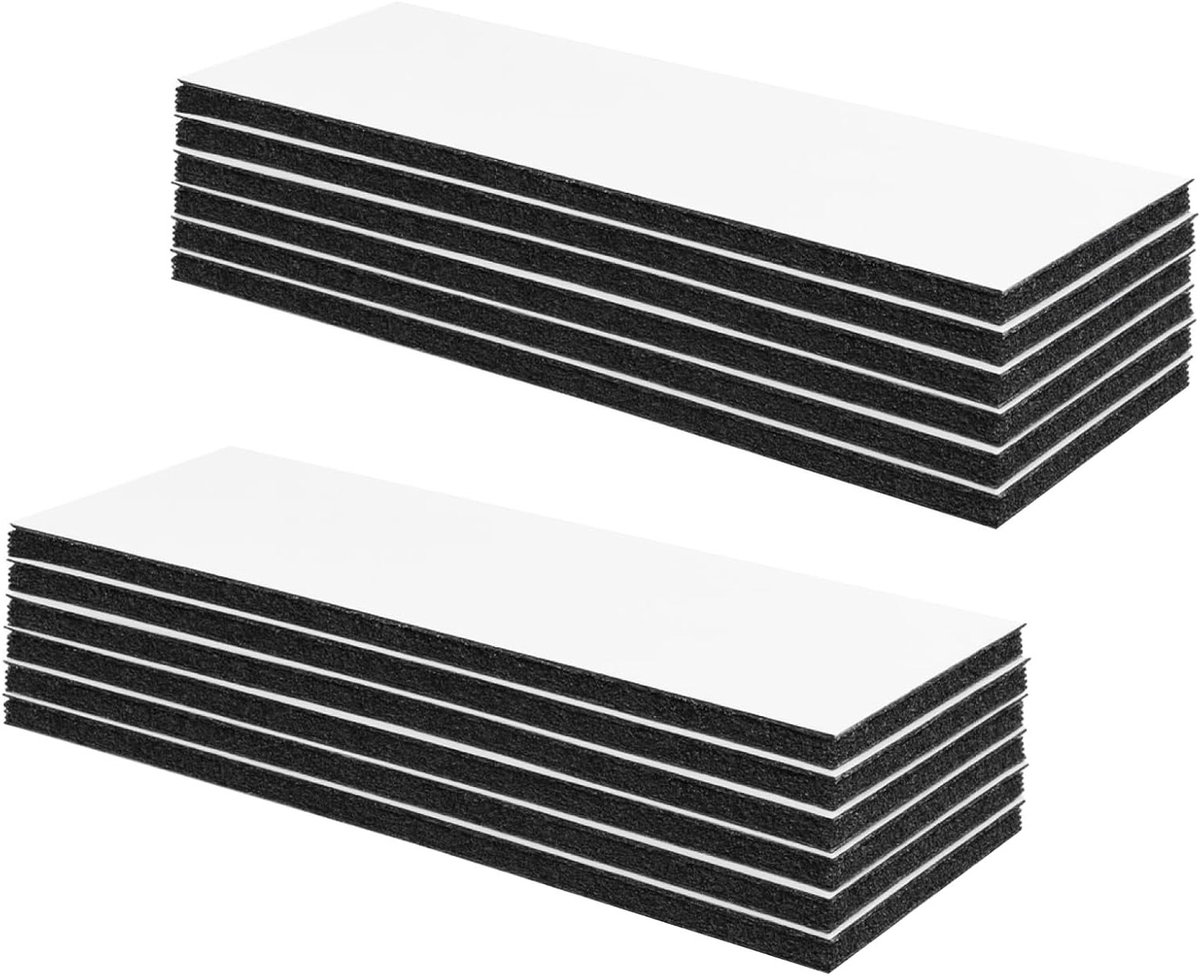 12 stuks extra sterke dubbelzijdige herbruikbare kleefpads, 3 x 10 cm, ideaal voor thuis, kantoor en hobbyprojecten, zwart