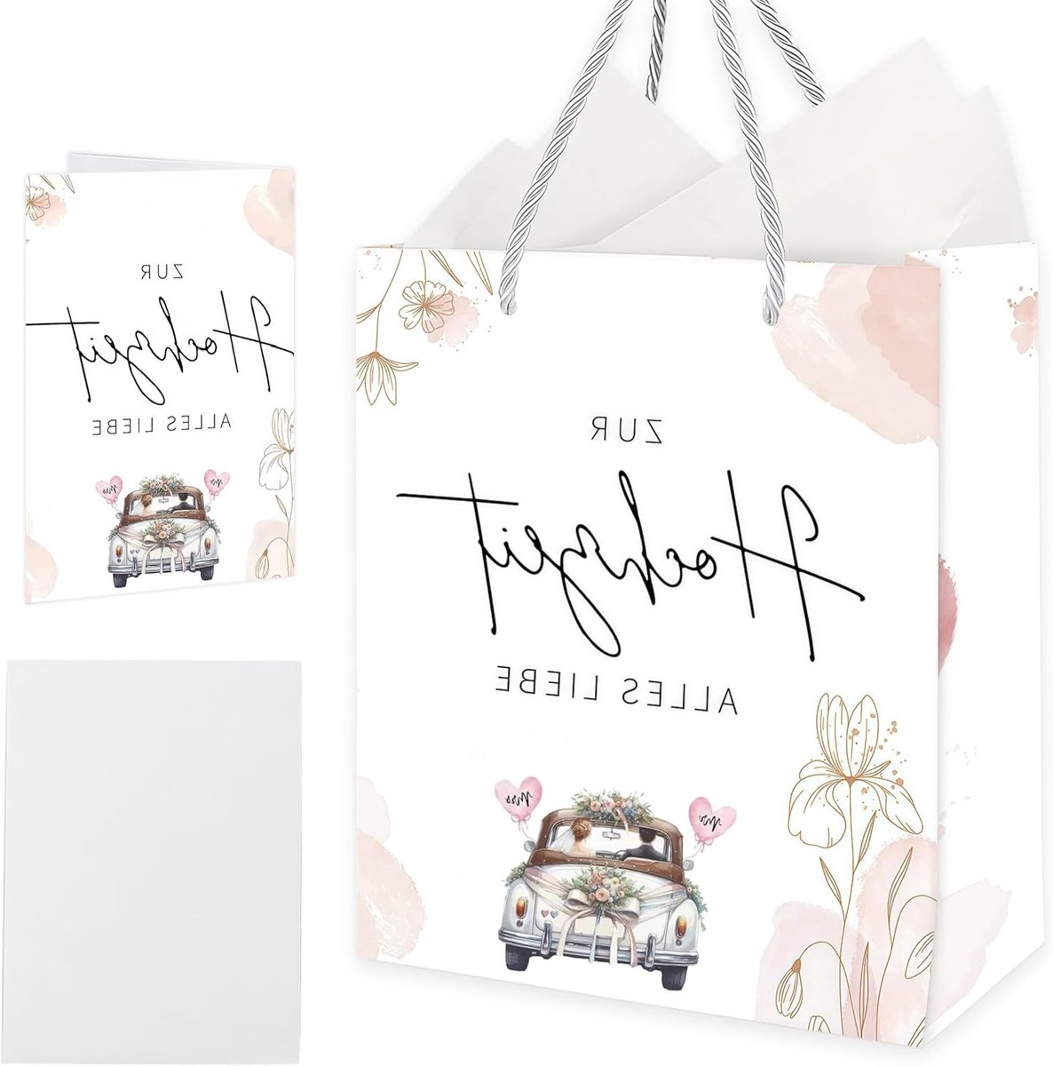 THXFUNAREA Geschenkzakjes voor bruiloft, 26 x 22 x 10 cm + 2 cadeaupapier, bruiloft, geschenkzakjes - ShopVlot