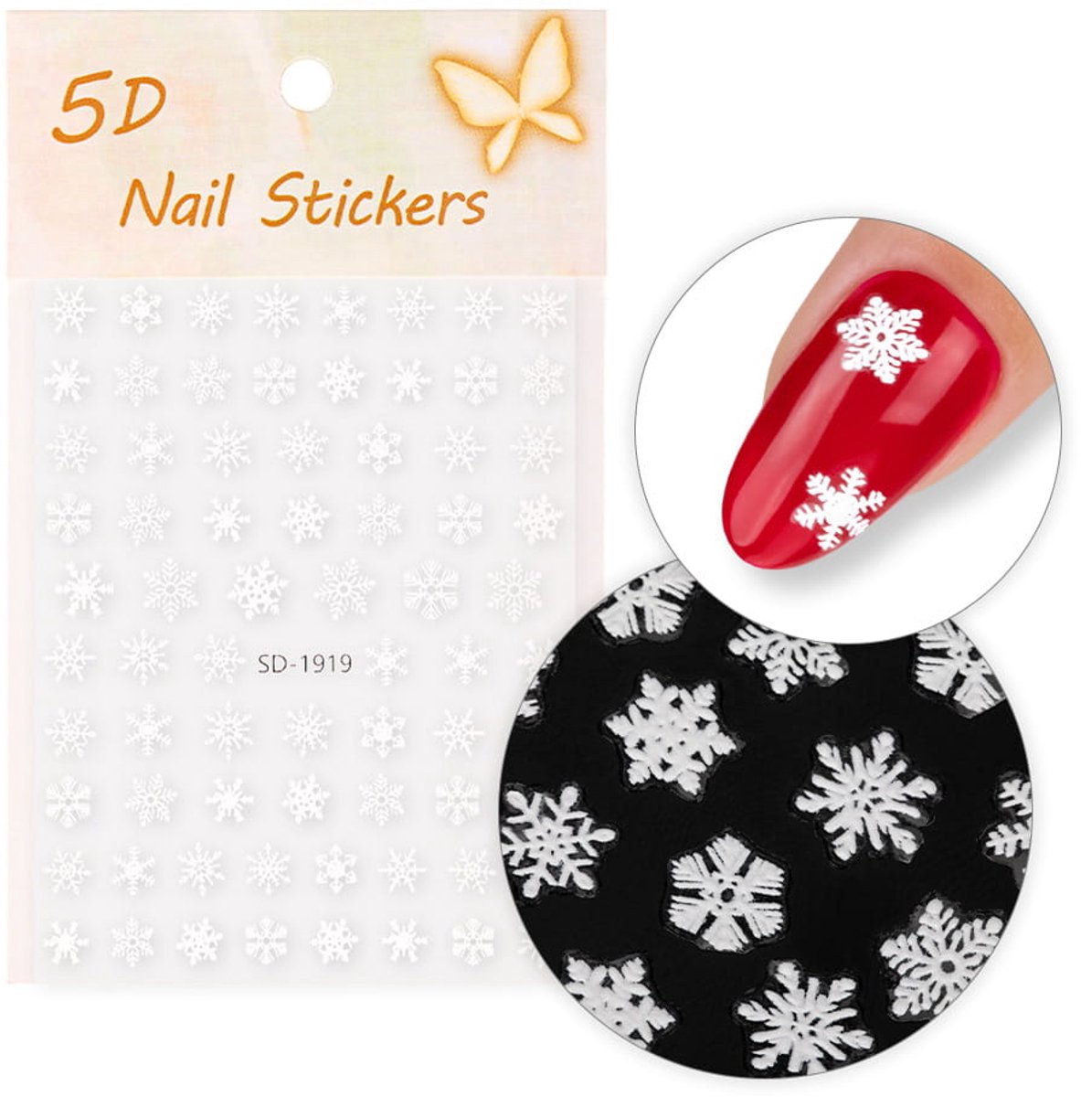 GNB-LAB SD-1919 Serie - Zelfklevende 5D Nagelstickers - Kerstmotief - Universeel - Duurzaam